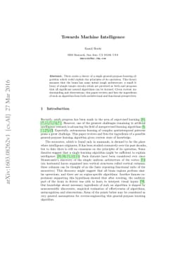 Towards Machine Intelligence