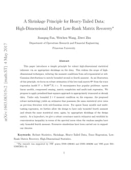A Shrinkage Principle for Heavy-Tailed Data: High-Dimensional Robust
  Low-Rank Matrix Recovery