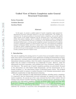 Unified View of Matrix Completion under General Structural Constraints