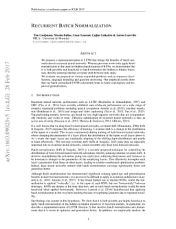 Recurrent Batch Normalization