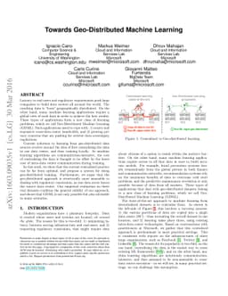 Towards Geo-Distributed Machine Learning