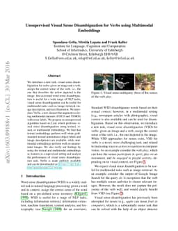 Unsupervised Visual Sense Disambiguation for Verbs using Multimodal
  Embeddings