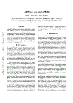 LSTM based Conversation Models