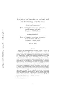 Analysis of gradient descent methods with non-diminishing, bounded
  errors