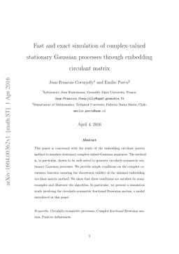 Fast and exact simulation of complex-valued stationary Gaussian
  processes through embedding circulant matrix