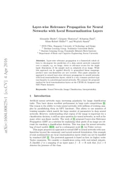 Layer-wise Relevance Propagation for Neural Networks with Local
  Renormalization Layers