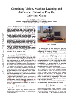 Combining Vision, Machine Learning and Automatic Control to Play the
  Labyrinth Game