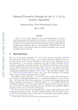 Optimal Parameter Settings for the $(1+(λ, λ))$ Genetic
  Algorithm
