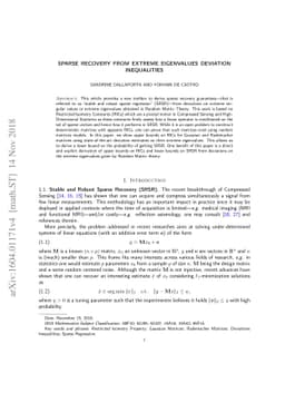 Sparse Recovery from Extreme Eigenvalues Deviation Inequalities