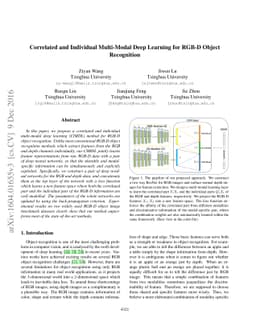 Correlated and Individual Multi-Modal Deep Learning for RGB-D Object
  Recognition