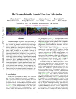 The Cityscapes Dataset for Semantic Urban Scene Understanding