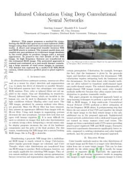 Infrared Colorization Using Deep Convolutional Neural Networks