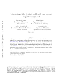 Inference in partially identified models with many moment inequalities
  using Lasso