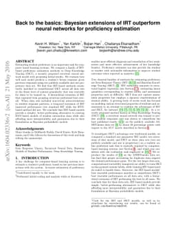 Back to the Basics: Bayesian extensions of IRT outperform neural
  networks for proficiency estimation