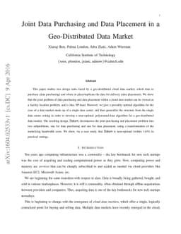 Joint Data Purchasing and Data Placement in a Geo-Distributed Data
  Market