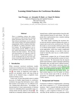 Learning Global Features for Coreference Resolution