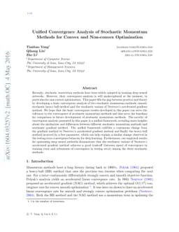 Unified Convergence Analysis of Stochastic Momentum Methods for Convex
  and Non-convex Optimization