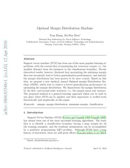 Optimal Margin Distribution Machine