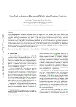 From Pixels to Sentiment: Fine-tuning CNNs for Visual Sentiment
  Prediction