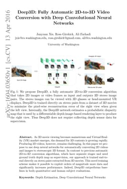 Deep3D: Fully Automatic 2D-to-3D Video Conversion with Deep
  Convolutional Neural Networks