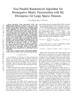 Fast Parallel Randomized Algorithm for Nonnegative Matrix Factorization
  with KL Divergence for Large Sparse Datasets