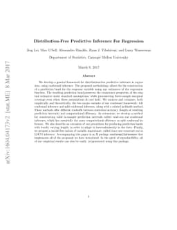 Distribution-Free Predictive Inference For Regression