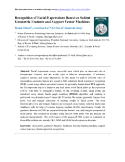 Recognition of facial expressions based on salient geometric features
  and support vector machines