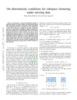 On deterministic conditions for subspace clustering under missing data