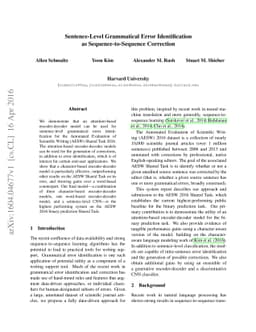 Sentence-Level Grammatical Error Identification as Sequence-to-Sequence
  Correction