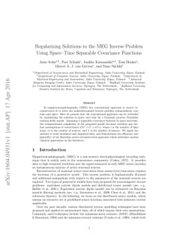 Regularizing Solutions to the MEG Inverse Problem Using Space-Time
  Separable Covariance Functions