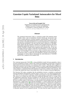 Gaussian Copula Variational Autoencoders for Mixed Data