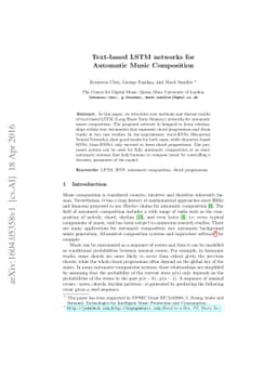 Text-based LSTM networks for Automatic Music Composition