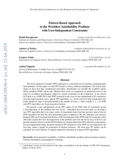 Pattern-Based Approach to the Workflow Satisfiability Problem with
  User-Independent Constraints