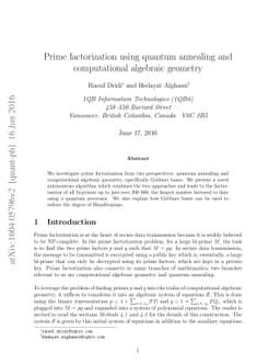 Prime factorization using quantum annealing and computational algebraic
  geometry