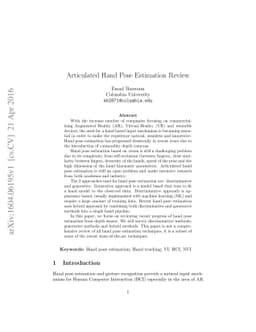 Articulated Hand Pose Estimation Review