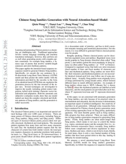 Chinese Song Iambics Generation with Neural Attention-based Model