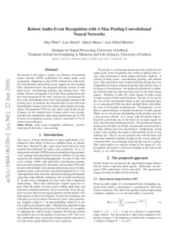 Robust Audio Event Recognition with 1-Max Pooling Convolutional Neural
  Networks