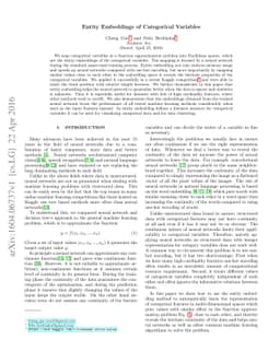 Entity Embeddings of Categorical Variables