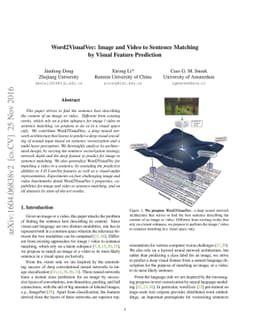 Word2VisualVec: Image and Video to Sentence Matching by Visual Feature
  Prediction