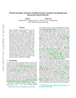 Protein Secondary Structure Prediction Using Cascaded Convolutional and
  Recurrent Neural Networks