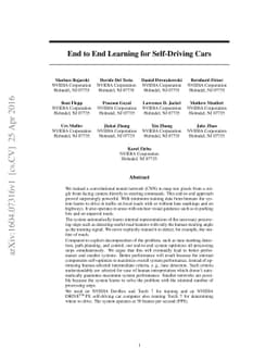 End to End Learning for Self-Driving Cars
