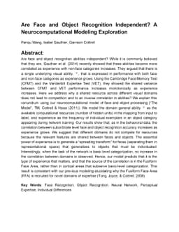Are Face and Object Recognition Independent? A Neurocomputational
  Modeling Exploration