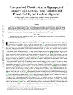 Unsupervised Classification in Hyperspectral Imagery with Nonlocal Total
  Variation and Primal-Dual Hybrid Gradient Algorithm
