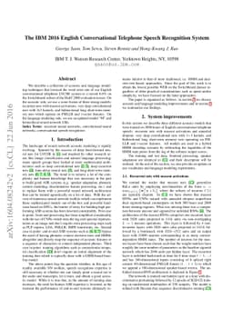 The IBM 2016 English Conversational Telephone Speech Recognition System