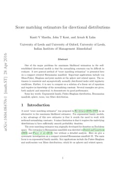 Score matching estimators for directional distributions