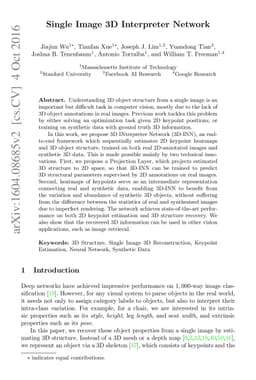 Single Image 3D Interpreter Network