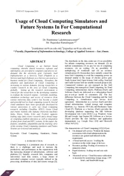 Usage of Cloud Computing Simulators and Future Systems For Computational
  Research