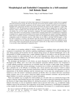 Morphological and Embedded Computation in a Self-contained Soft Robotic
  Hand