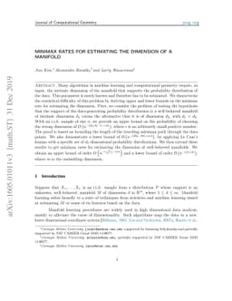 Minimax Rates for Estimating the Dimension of a Manifold