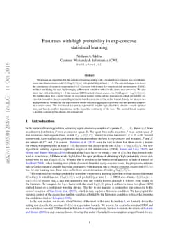Fast rates with high probability in exp-concave statistical learning